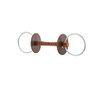 Mors pour cheval en cuir avec anneau, dur Beris Beige 130 mm