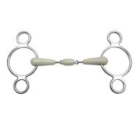Mors pour cheval Feeling 3 Anneaux flexi double brisure Blanc 125 mm