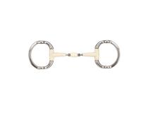 Mors releveur pour cheval contour double joint + rouleau Soyo Happy mouth Blanc 125 mm