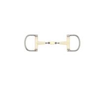 Mors verdum pour cheval double articulation + rouleau Soyo Happy mouth D racing Blanc 135 mm