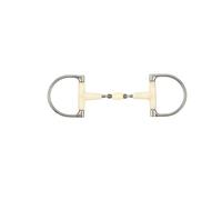 Mors verdum pour cheval double articulation + rouleau Soyo Happy mouth round D Blanc 135 mm