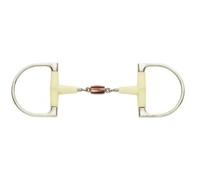 Mors verdun pour cheval rond en D double joint avec rouleau de cuivre Soyo Argenté 125 cm