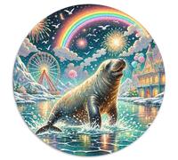 Morse 1000 Pièces Puzzle pour Adultes Et Enfan Animal Puzzle Rond Décoration Moderne Jeu Cadeau Unique 1000pcs (67.5x67.5cm)