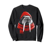 Morse Portant Un Bonnet et Une écharpe, Animal d'hiver Amusant Sweatshirt