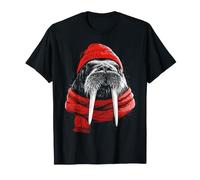 Morse Portant Un Bonnet et Une écharpe, Animal d'hiver Amusant T-Shirt