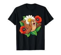 Morse Saute à Travers Trois Panneaux de Fleurs Peints T-Shirt