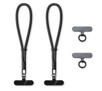 MORSUNBELA 2 Cordon telephone portable dragonne telephone portable, réglable Chaîne de téléphone, universel lanière téléphone, anti-perte bracelet, cordon court (Noir, 20_cm)