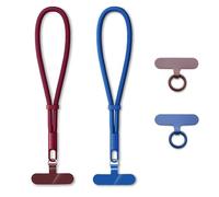 MORSUNBELA 2 Cordon telephone portable dragonne telephone portable, réglable Chaîne de téléphone, universel lanière téléphone, anti-perte bracelet, cordon court (Rouge + Bleu, 20_cm)