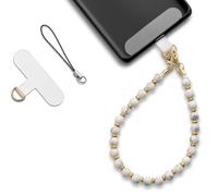 MORSUNBELA Bracelet Telephone Chaîne de Téléphone Portable, Bijoux de Telephone Lanière de Téléphone Perlée Chaine Telephone Portable, Chaîne de Téléphone Portable Perles (Blanc)