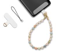 MORSUNBELA Bracelet Telephone Chaîne de Téléphone Portable, Bijoux de Telephone Lanière de Téléphone Perlée Chaine Telephone Portable, Chaîne de Téléphone Portable Perles (Morganite)