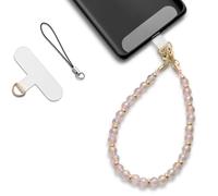 MORSUNBELA Bracelet Telephone Chaîne de Téléphone Portable, Bijoux de Telephone Lanière de Téléphone Perlée Chaine Telephone Portable, Chaîne de Téléphone Portable Perles (Rose)