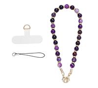 MORSUNBELA Bracelet Telephone Chaîne de Téléphone Portable, Bijoux de Telephone Lanière de Téléphone Perlée Chaine Telephone Portable, Chaîne de Téléphone Portable Perles (Violet 50)