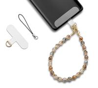 MORSUNBELA Bracelet Telephone Chaîne de Téléphone Portable, Bijoux de Telephone Lanière de Téléphone Perlée Chaine Telephone Portable, Chaîne de Téléphone Portable Perles (Gris)