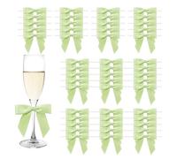 MORSUNBELA Nœuds décoratifs verts pour anniversaire, petites boucles cadeaux en herbe pour mariage, communion, Noël, lot de 50 pièces