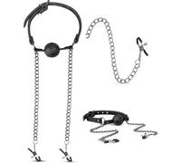 Morsure de bondage avec chaîne et pince bande mamelons accessoire de bondage ...