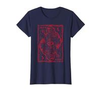 Mort Enfer Illustration Design Satan Diable Rouge Cadeau T-Shirt, Femme, Bleu Marine, XS