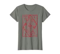 Mort Enfer Illustration Design Satan Diable Rouge Cadeau T-Shirt, Femme, Vert Kaki chiné, M