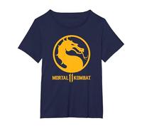 Mortal Kombat 11 Dragon Logo T-Shirt, Femme Grandes Tailles, Bleu Marine, 4X
