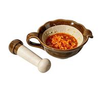 Mortar and Pestle Traditional Manual Ceramic Garlic Grinder Bowl | Japanese Ceramic Mortar and Pestle Set Mortar and Pestle Set for Dorm Cooking Home