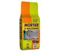 Mortier à Maçonner 10kg - Produit prêt à l’usage, Adhérence Optimale - Pour Montage de Briques, Blocs et Parpaings - Idéal Réparations, Enduits, Rénovation Intérieure et Extérieure