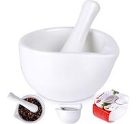 Alpina White Porcelain 8.5cm Pestle and Mortar Hand Grinder Crusher