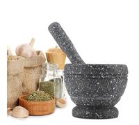 Mortier avec pilon en plastique, mortier et pilon, bol à guacamole, pour hacher le guacamole, les herbes, les épices, l'ail (noir)
