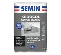 Mortier Colle pour Carrelage Kedocol Super Blanc Semin, Poudre, Intérieur, sac de 25 kg