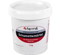 Mortier de chamotte Fermit Résistance thermique : plus de +1600°C et 4x cubes d'allumage en fibre de bois et huile végétale env. 8 min de cuisson (mortier de chamotte 1 kg)