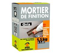 Mortier de Finition Gris 1.5kg - Enduit de Lissage Prêt à Gâcher, Haute Adhérence - Rebouchage, Réparation et Finition Murs et Sols