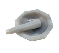 Mortier en agate de 110 mm - Pour utilisation en laboratoire - Mortier et pilon - Résistant à l'usure - Avec tige de meulage