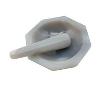 Mortier en agate de 110 mm - Pour utilisation en laboratoire - Mortier et pilon - Résistant à l'usure - Avec tige de meulage