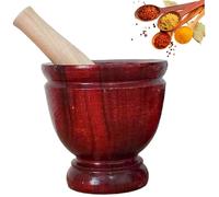 Mortier en bois et pilon, 6 pouces de mortier en bois et de pilon en 6 pouces, outil cuisine thaï pour la salade papaye à l'ail à l'ail broyage.
