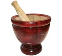 Mortier en bois et pilon, ensemble de broyeur manuel de 6 pouces, outil cuisine thaïlandaise naturelle pour les herbes, l'ail, les épices