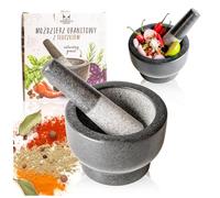 Mortier en granit avec pilon - Mortier en pierre naturelle robuste 13 x 9 cm pour épices, herbes, pesto et pâtes - Antidérapant, durable, idéal pour la cuisine et la cuisine