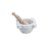 Mortier en marbre 16 cm avec pilon en bois - Trend'up - Gris - Marbre