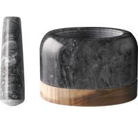 Mortier en marbre avec base en acacia, Ø 14 cm