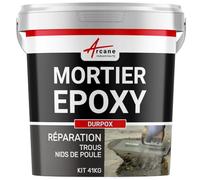 Mortier Époxy Ragréage Réparation Béton Bouchage Trous - DURPOX 41 kg | Répare Béton, Trous et Nids de Poule, Circulable, Résiste à l'Abrasion, Antipoussière, Int/Ext - Arcane Industries