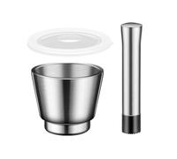Mortier et pilon avec pilon - Petit mortier en acier inoxydable de qualité alimentaire - Pestle and Mortar - Pour épices, pesto, pâtes, guacamolle, bol, moulin à herbes - Facile à nettoyer (15 cm)