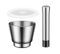 Mortier et pilon avec pilon - Petit mortier en acier inoxydable de qualité alimentaire Pestle and Mortar - Pour épices, pesto, pâtes, guacamolle, bol, moulin à herbes - Facile à nettoyer (17 cm)