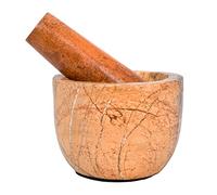 Mortier et pilon Divit Shilp, en pierre dure polie résistante, broyeur en pierre naturelle pour les épices, les pâtes, les herbes, l'assaisonnement, etc. (Bidasar)