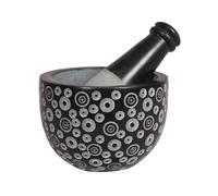 Mortier et pilon Divit Shilp, fabriqués en pierre dure robuste et polie, mécanisme de broyage en pierre naturelle pour épices, pâtes, herbes, assaisonnements, etc. (Dots)