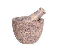 Mortier et pilon Divit Shilp, fabriqués en pierre dure robuste et polie, mécanisme de broyage en pierre naturelle pour épices, pâtes, herbes, assaisonnements, etc. (Natural)