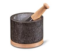 Mortier et Pilon en granit et bois Saturne Cilio
