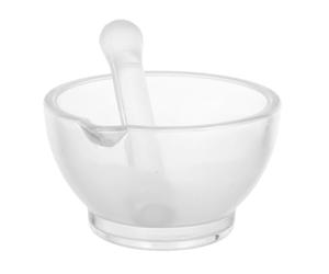 Mortier et Pilon en Verre 50 Oz, Bol de Broyage Transparent | Borosilicate, Surface Lisse sans Pores, Fond Large Arrondi, pour Laboratoire, Pharmacie Cuisine