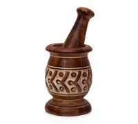 Mortier et pilon indiens en bois fait à la main - Style rustique naturel - Moulin à herbes - Mélangeur à masala - Bol à purée Kharal manuel - Broyeur à épices - Broyeur à pilules - Mortar et Pestle
