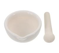 Mortier et Pilon Manuel en Céramique 10cm pour Grains et Noix | Broyage Précis, Outil Polyvalent Compact, Usage la Cuisine et Laboratoire, Finition Blanche