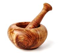 Mortier et pilon rond en bois d'olivier (8 cm)