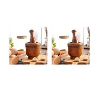 Mortier Pilon Cuisine 1/2 PIÈCES Résine Mortier Pilon Ensemble Bol De Broyage En Bois Ménage Cuisine Manuel Ail Gingembre Épices Broyeur(15 X 14 X 10 2pcs)