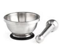 MASTRAD - Mortier Et Pilon De Cuisine- Inox Incassable - Non-Poreux - Base Stable - Design - Acier Inoxydable, 135x135x80