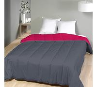 Mortreux Couette Bicolore Gris Anthracite/Rose Vif - 140 x 200 - Légère